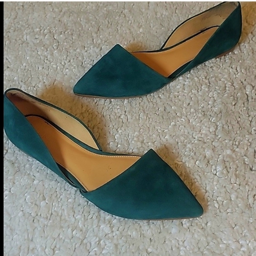 J CREW FACTORY Green D Orsay Flats Size 7.5 - Picture 4 of 12